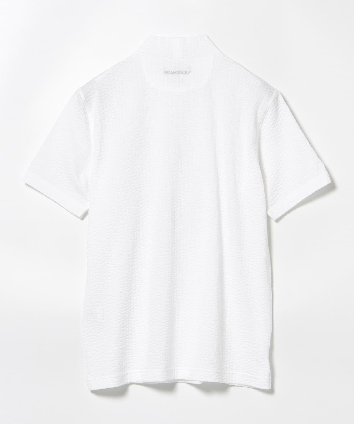ビームスゴルフ モックネック ストライプ シアサッカー 水色レディースbeams BEAMS F（ビームスF）NEW EASY SUBALPINO シアサッカー