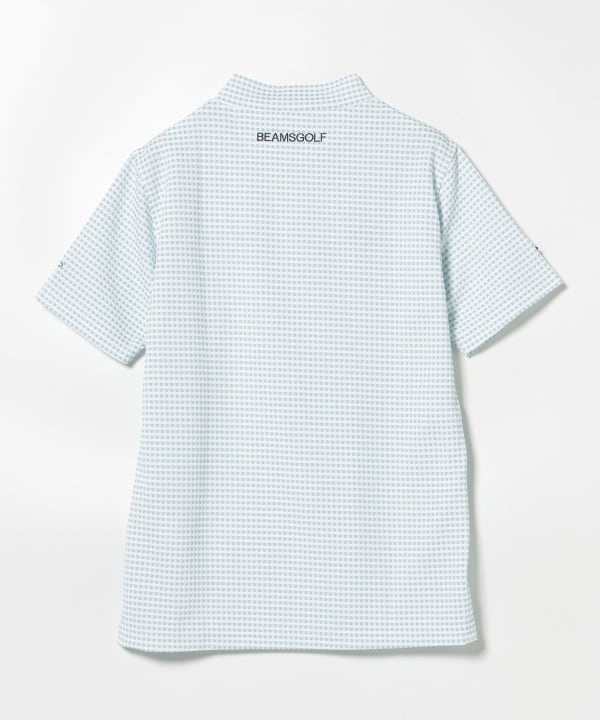 BEAMS GOLF PURPLE LABEL ミニボーダー モックネックシャツ