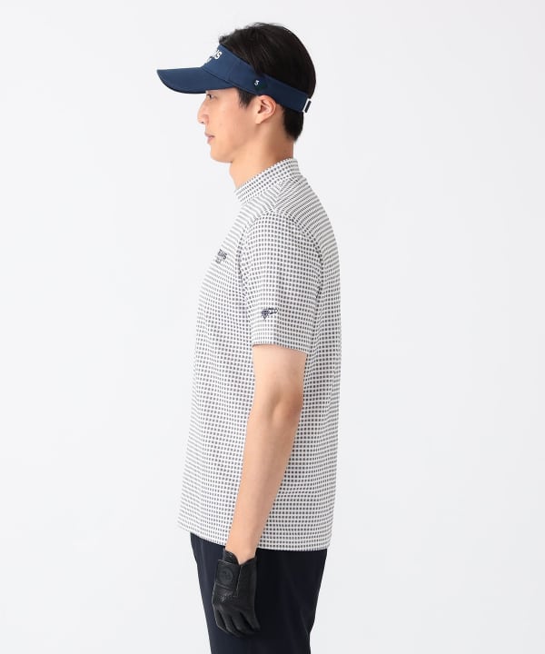 【美品】BEAMS GOLF パープルレーベル チェック柄モックネック長袖シャツ 美品】BEAMS GOLF パープルレーベル チェック柄モックネック長袖シャツ
