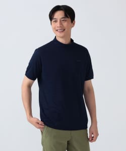 〈MEN〉PURPLE LABEL / ジャカードボーダー モックネックシャツ