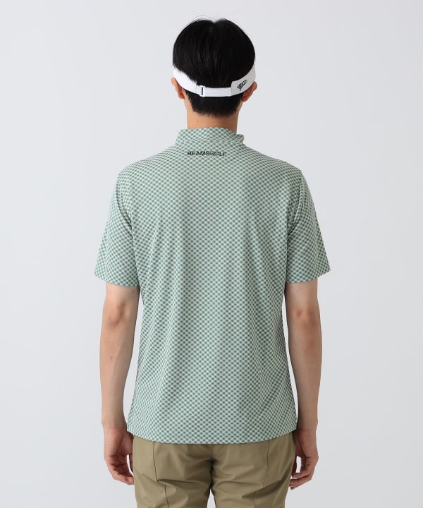 〈MEN〉PURPLE LABEL / スフィダンテ バイアスチェック モックネックシャツ Model： H186 B92 W74 H90 Size：L