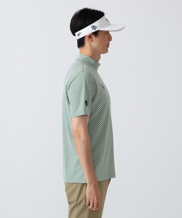 〈MEN〉PURPLE LABEL / スフィダンテ バイアスチェック モックネックシャツ Model： H186 B92 W74 H90 Size：L
