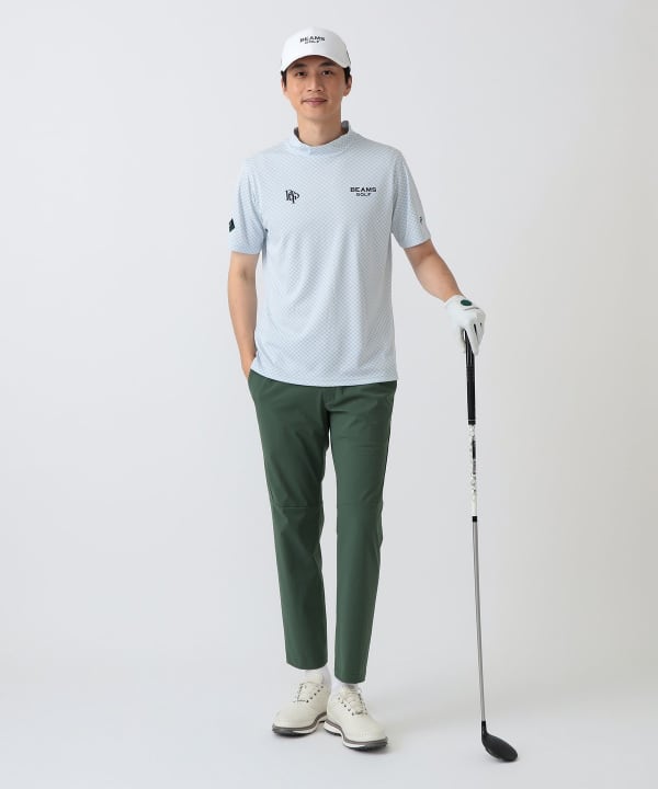 〈MEN〉PURPLE LABEL / スフィダンテ バイアスチェック モックネックシャツ Model： H186 B92 W74 H90 Size：L