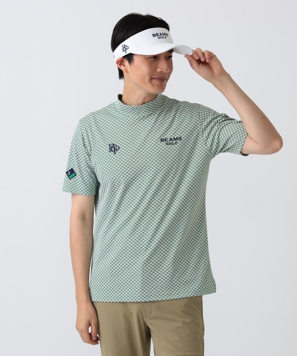 〈MEN〉PURPLE LABEL / スフィダンテ バイアスチェック モックネックシャツ Model： H186 B92 W74 H90 Size：L