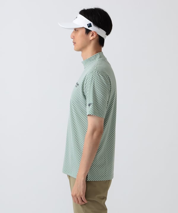 〈MEN〉PURPLE LABEL / スフィダンテ バイアスチェック モックネックシャツ Model： H186 B92 W74 H90 Size：L