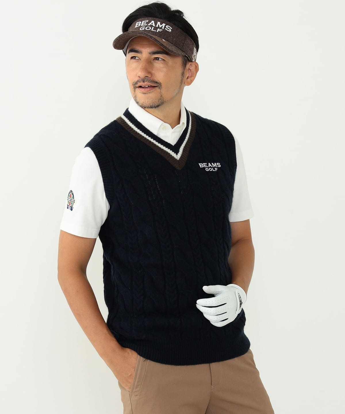 <MEN> BEAMS GOLF PURPLE LABEL / Cable Childen Knit Vest