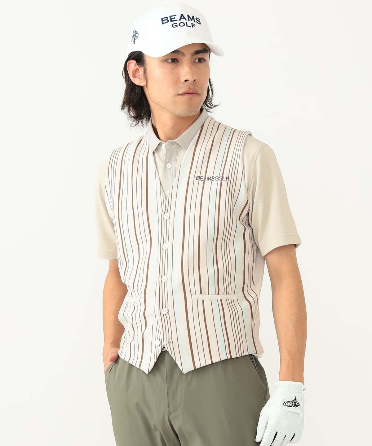 BEAMS GOLF（ビームス ゴルフ）PURPLE LABEL / マルチストライプ ニットジレ（トップス ベスト）通販｜BEAMS