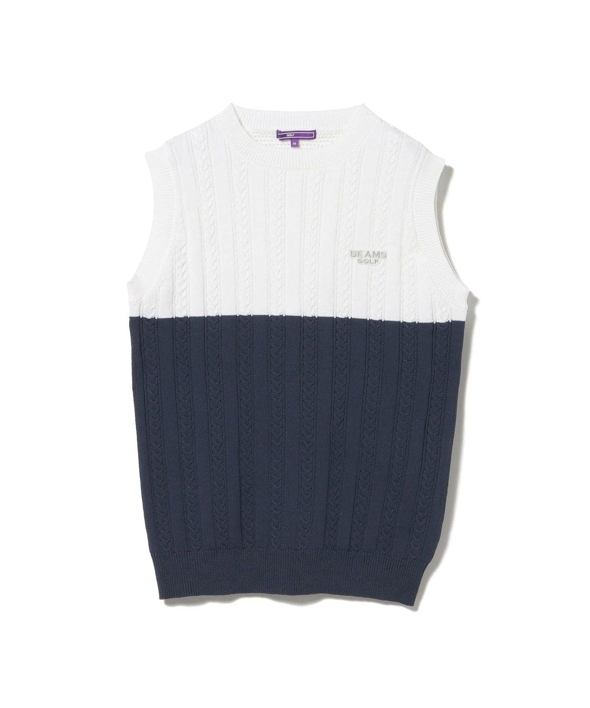 【タイムセール】PURPLE LABEL / バイカラー ケーブルニットベスト トップス MEN WHT×NVY XL 【タイムセール】PURPLE LABEL / バイカラー ケーブルニットベスト トップス MEN WHT×NVY XL