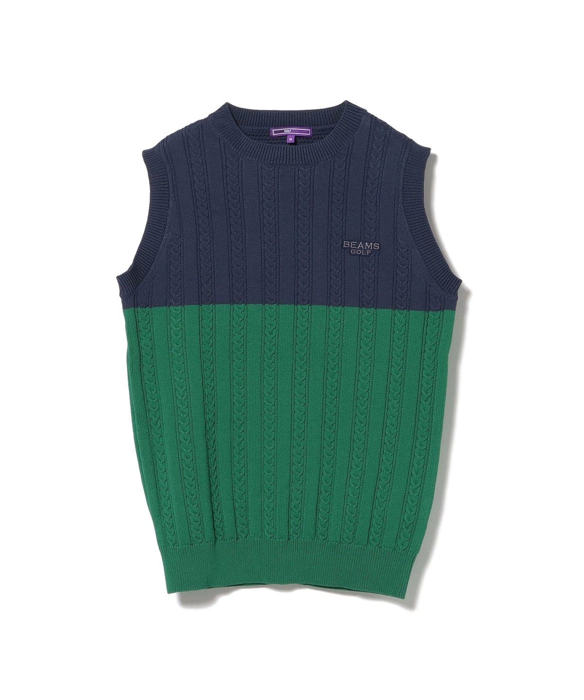 【タイムセール】PURPLE LABEL / バイカラー ケーブルニットベスト トップス MEN NVY×GRN M 【タイムセール】PURPLE LABEL / バイカラー ケーブルニットベスト トップス MEN NVY×GRN M