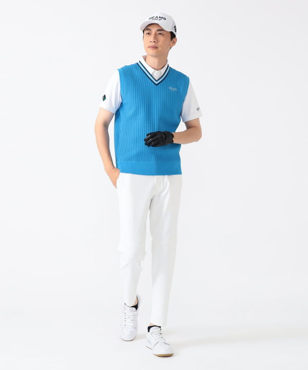 ⛳️BEAMSGOLFビームスゴルフ⛳️メンズベスト　ブルー　ポリエステル　L ⛳️BEAMSGOLFビームスゴルフ⛳️メンズベスト ブルー