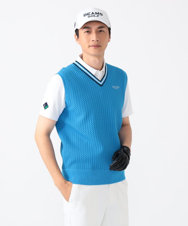 ビームスゴルフ BEAMSgolf ナイロンベスト L ゴルフウェア BEAMS GOLF (ビームスゴルフ) ベスト メンズ SIZE L ブラック