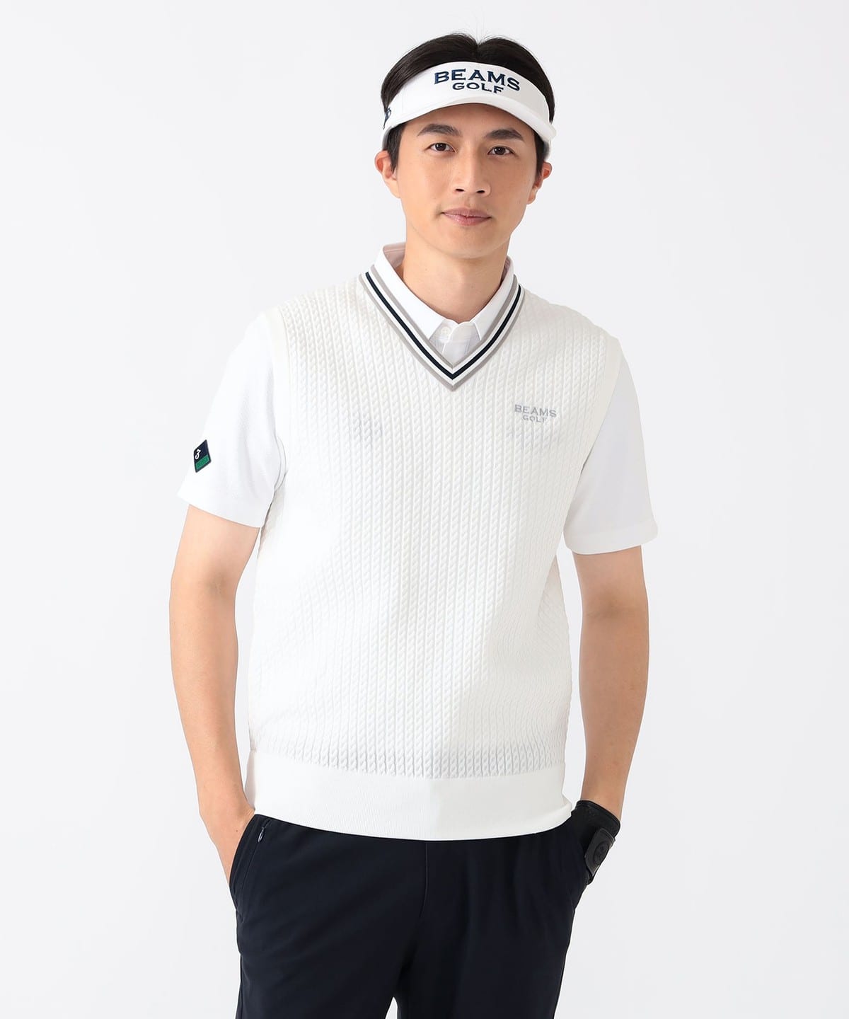 〈MEN〉PURPLE LABEL / チルデン ケーブル編 ニット ベスト トップス MEN WHITE S 〈MEN〉PURPLE LABEL / チルデン ケーブル編 ニット ベスト トップス MEN WHITE S