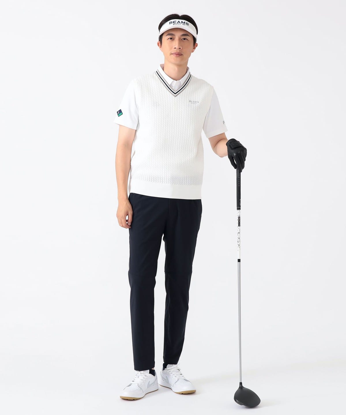 BEAMS GOLF/ビームス 防風ベスト【ホワイト/L】美品 BEAMS GOLF（ビームス ゴルフ）ORANGE LABEL / USシリーズ エア