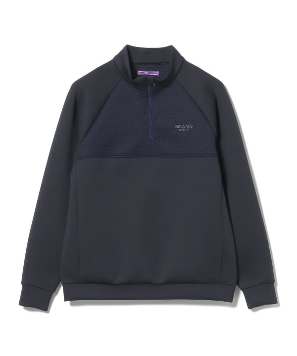 BEAMS GOLF ハーフジップシャツ L ネイビー PURPLE LABEL ハーフジップ コード ロングスリーブ シャツ(長袖シャツ