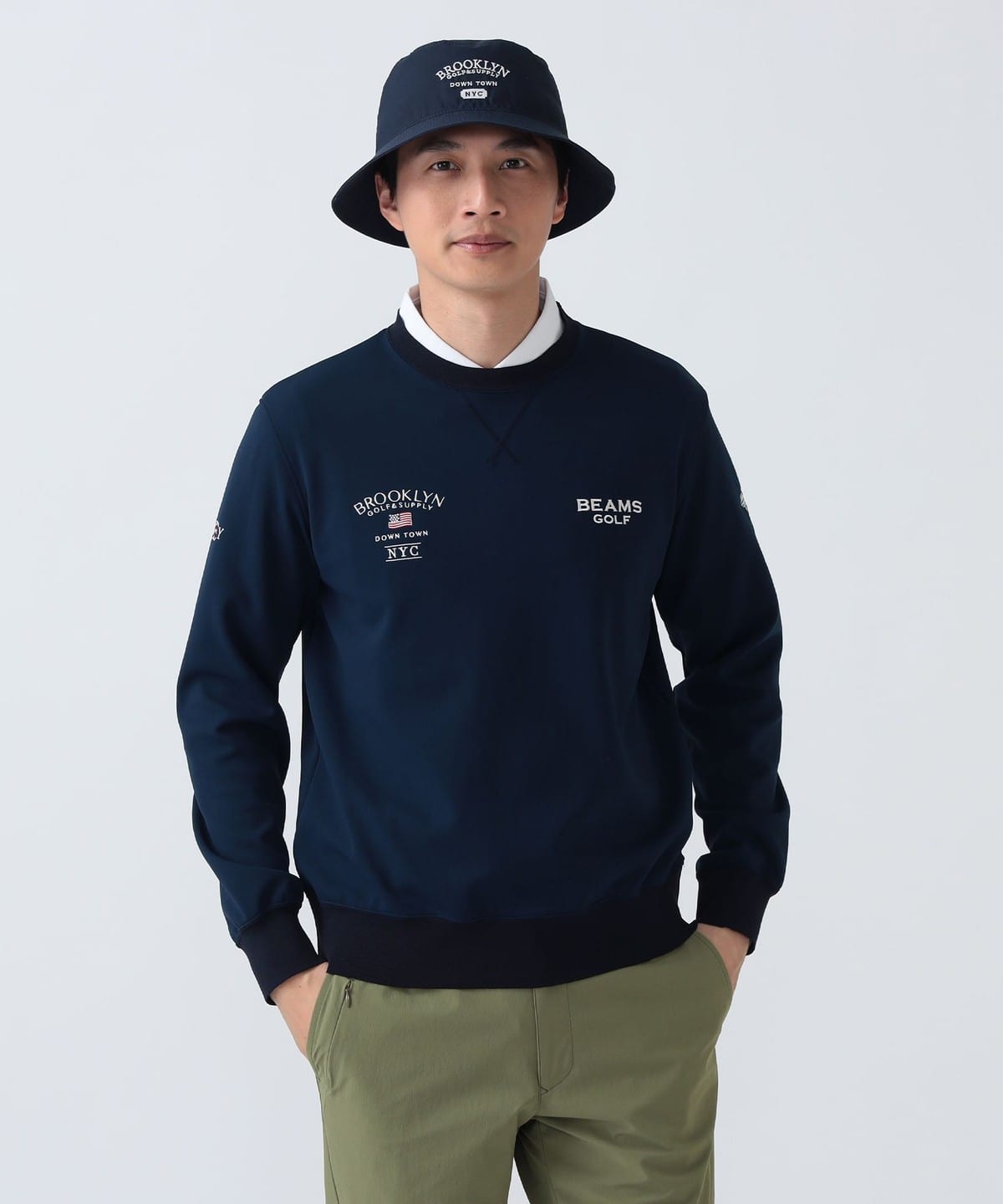 ビームスゴルフ　プルオーバー　ライトウェイト　Lサイズ　ブラック BEAMS GOLF（ビームス ゴルフ）ORANGE LABEL / アーチロゴ ハーフ