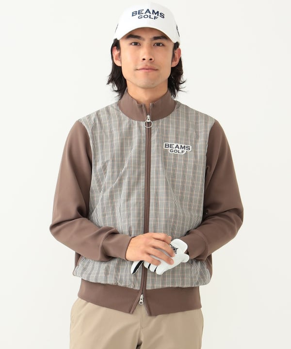 BEAMS GOLF（ビームス ゴルフ）PURPLE LABEL / チェックフロント ニットジップブルゾン（トップス ニット・セーター）通販｜ BEAMS