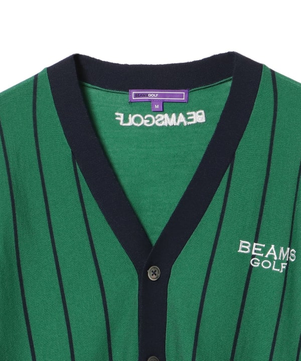 BEAMS GOLF（ビームス ゴルフ）PURPLE LABEL / バイカラーストライプ ニットカーディガン（トップス カーディガン）通販｜BEAMS