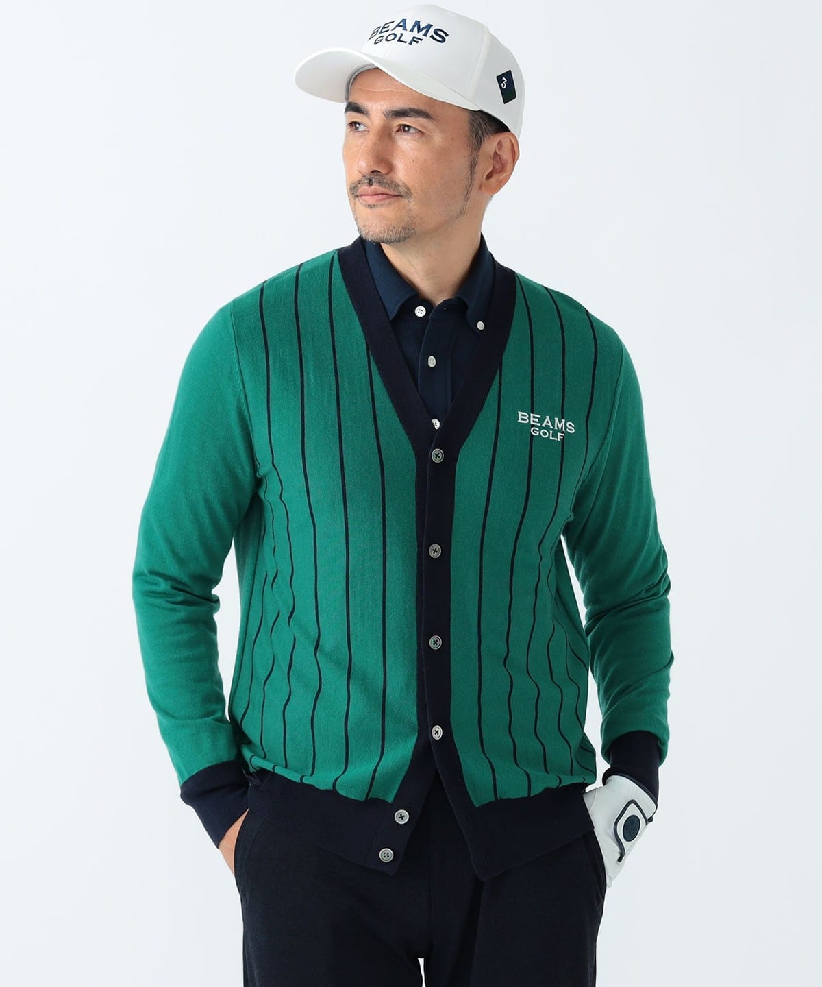 BEAMS GOLF（ビームス ゴルフ）PURPLE LABEL / バイカラーストライプ ニットカーディガン（トップス カーディガン）通販｜BEAMS