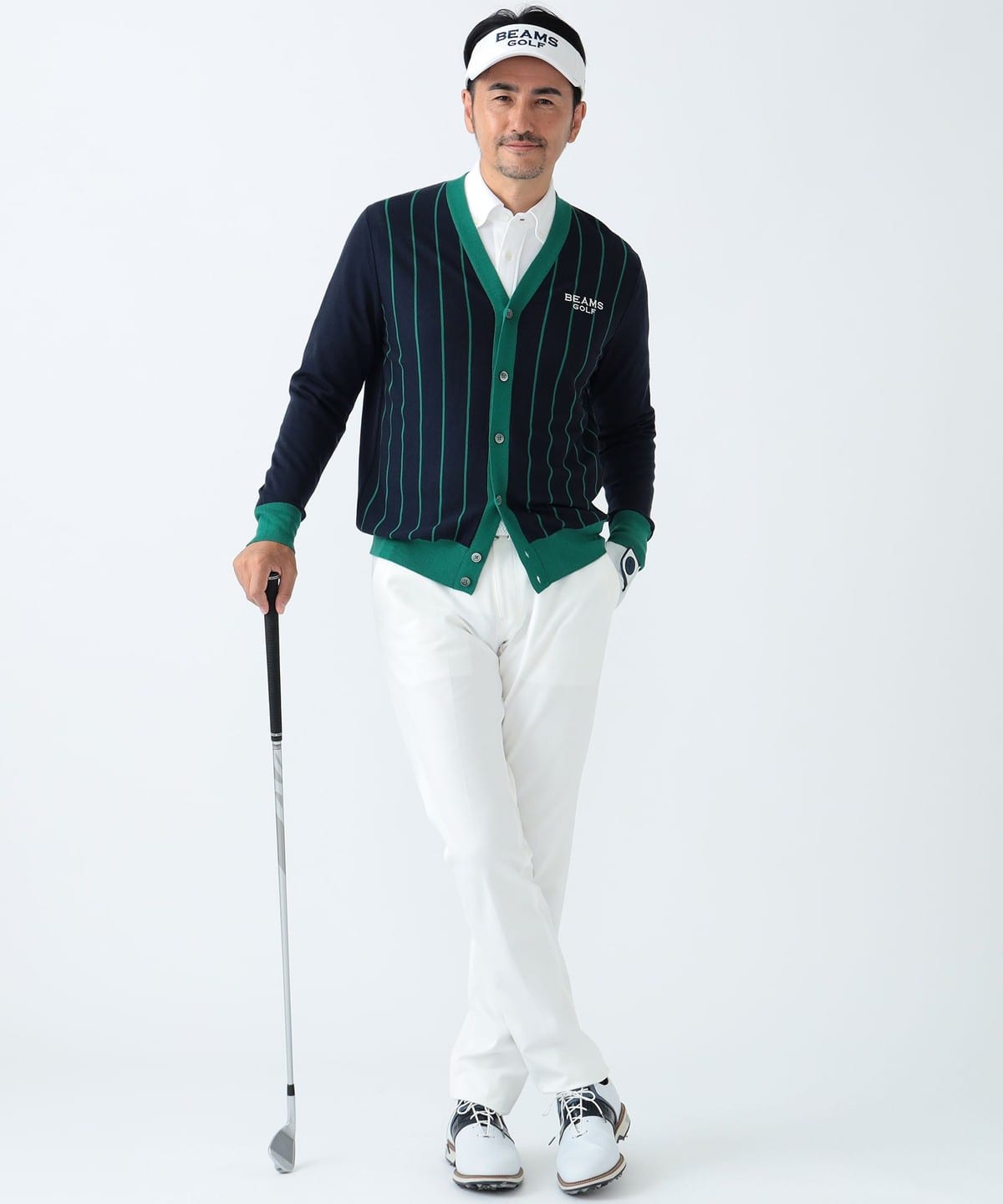 BEAMS GOLF（ビームス ゴルフ）PURPLE LABEL / バイカラーストライプ ニットカーディガン（トップス カーディガン）通販｜BEAMS