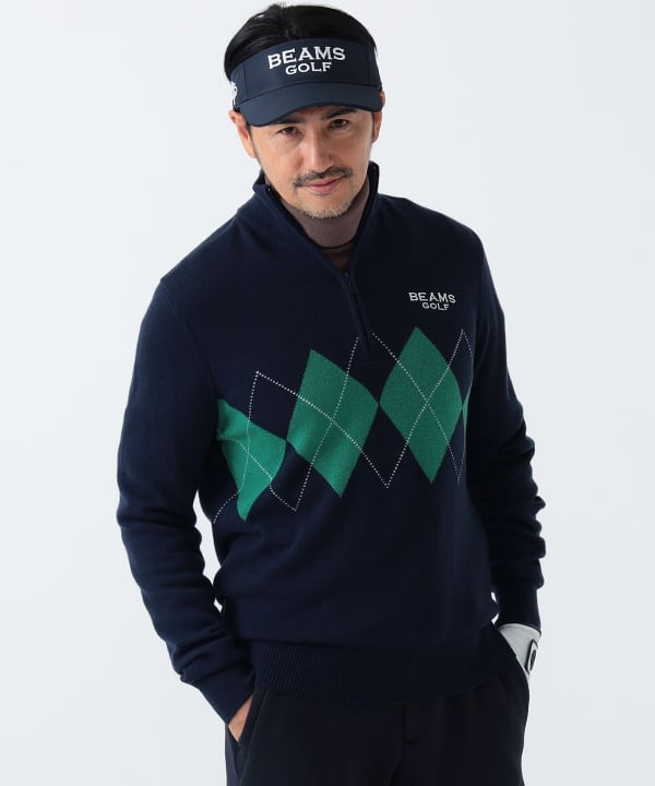 BEAMS GOLF（ビームス ゴルフ）PURPLE LABEL / ハーフジップ アーガイルニット（トップス ニット・セーター）通販｜BEAMS