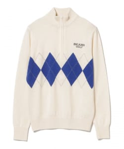 PURPLE LABEL / ハーフジップ アーガイルニット