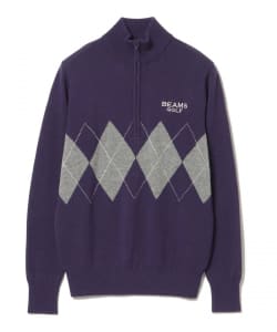 PURPLE LABEL / ハーフジップ アーガイルニット