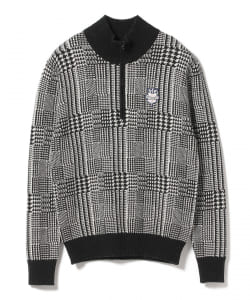 BEAMS GOLF PURPLE LABEL / ハーフジップ グレンチェック ニットジャケット
