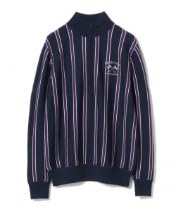BEAMS GOLF PURPLE LABEL / ハーフジップ ストライプ プルオーバー セーター