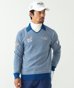 BEAMS GOLF PURPLE LABEL / ハウンドトゥース スキッパー セーター