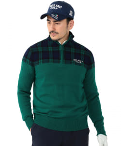 BEAMS GOLF PURPLE LABEL / ハーフジップ 切り替え セーター