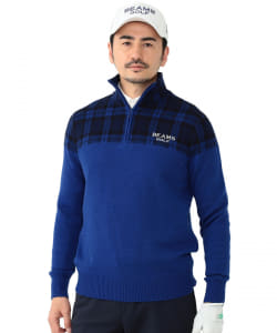BEAMS GOLF PURPLE LABEL / ハーフジップ 切り替え セーター
