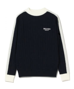 BEAMS GOLF PURPLE LABEL / ライン切り替え  モックネック ケーブルニット