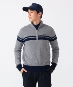 PURPLE LABEL / ハーフジップ ボーダー ニット