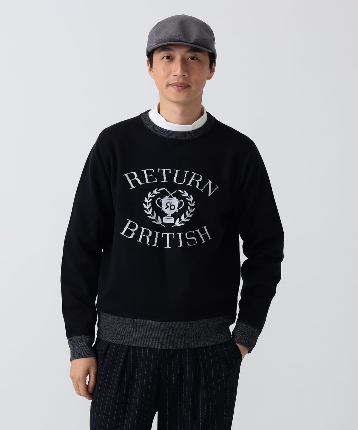 L 完売品 近年モデル BEAMS GOLF メンズ クルーネック ロゴセーター BEAMS GOLF（ビームス ゴルフ）PURPLE LABEL / リターンブリティッシュ