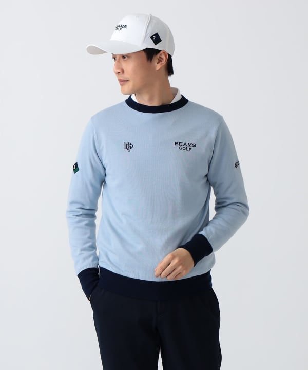 〈MEN〉 PURPLE LABEL / 防風エアシャット 裏付き スフィダンテ ニット（シーズンカラー） Model： H186 B92 W74 H90 Size：L