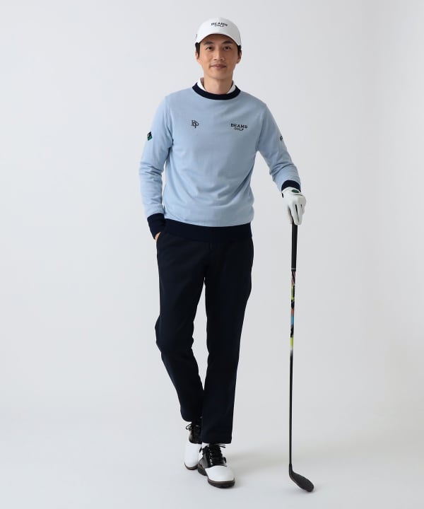 〈MEN〉 PURPLE LABEL / 防風エアシャット 裏付き スフィダンテ ニット（シーズンカラー） Model： H186 B92 W74 H90 Size：L