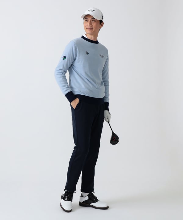 〈MEN〉 PURPLE LABEL / 防風エアシャット 裏付き スフィダンテ ニット（シーズンカラー） Model： H186 B92 W74 H90 Size：L