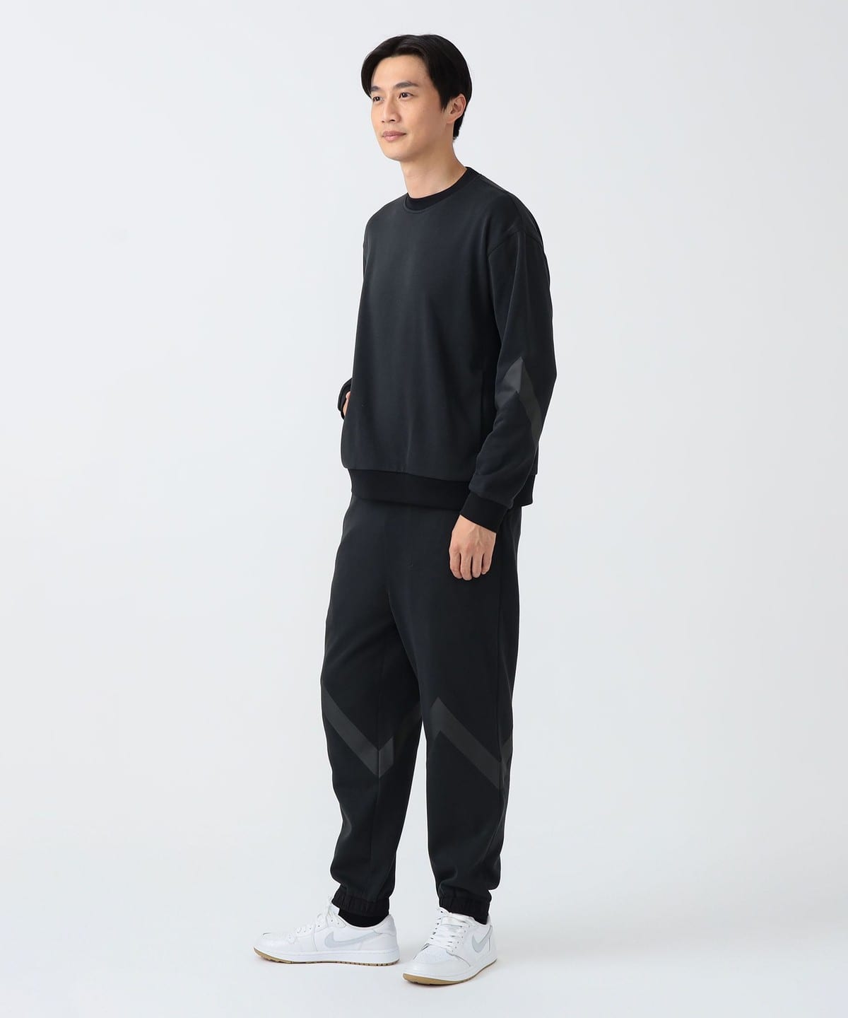 新作 ビームスゴルフ パンツ サイドライン ボンディング 裏起毛 ブラック BEAMS GOLF（ビームス ゴルフ）B.G.THREE / ALL-TIME 裏起毛
