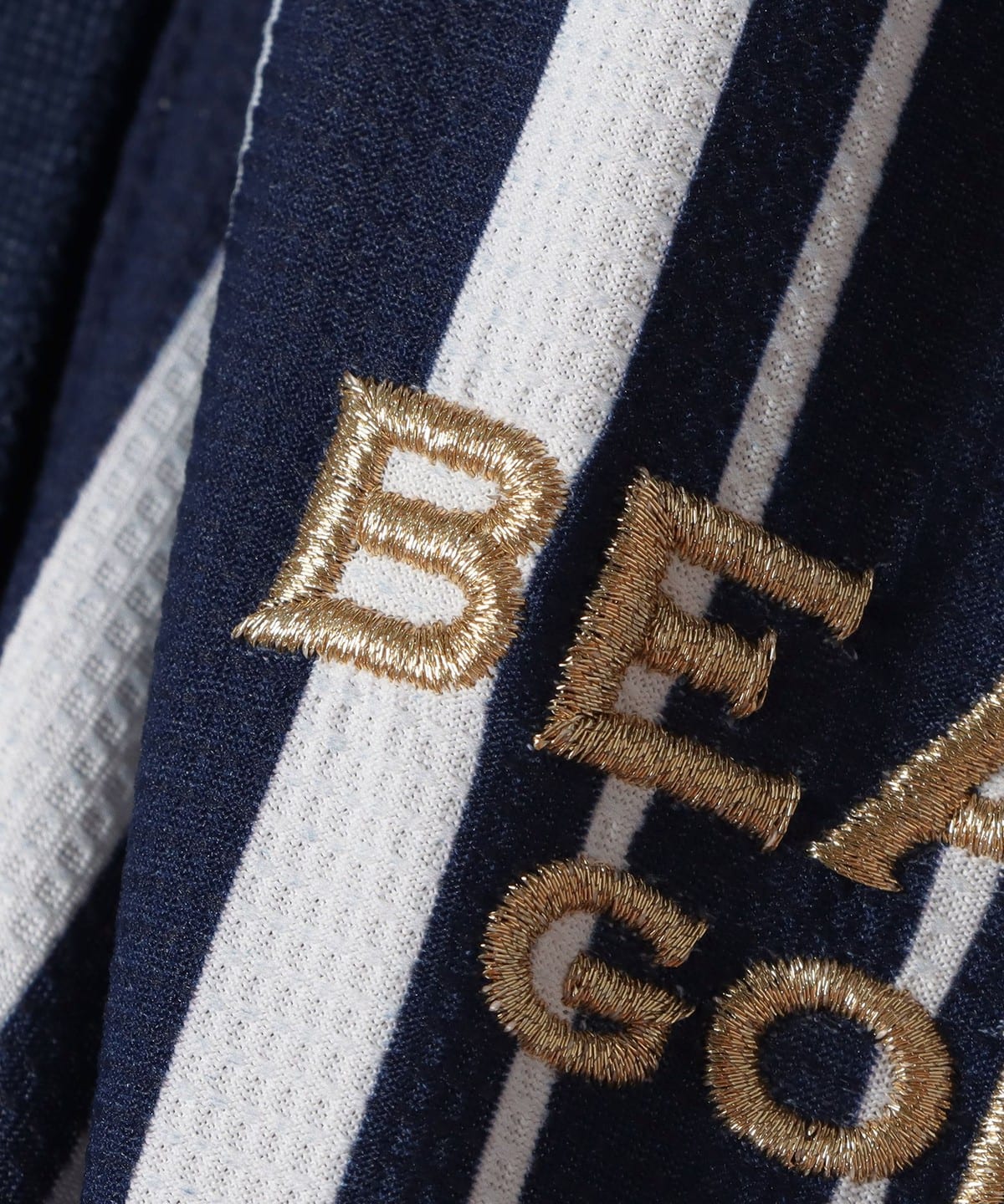 ビームスゴルフ　パープルレーベル　バイカラーストライププリントポロシャツ　M BEAMS GOLF（ビームス ゴルフ）〈WOMEN〉 PURPLE LABEL / バイ