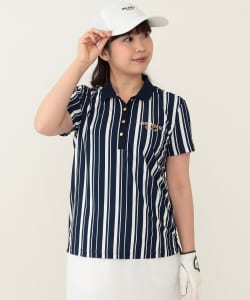 BEAMS GOLF PURPLE LABEL / 女裝 雙色 直條紋印花 POLO衫