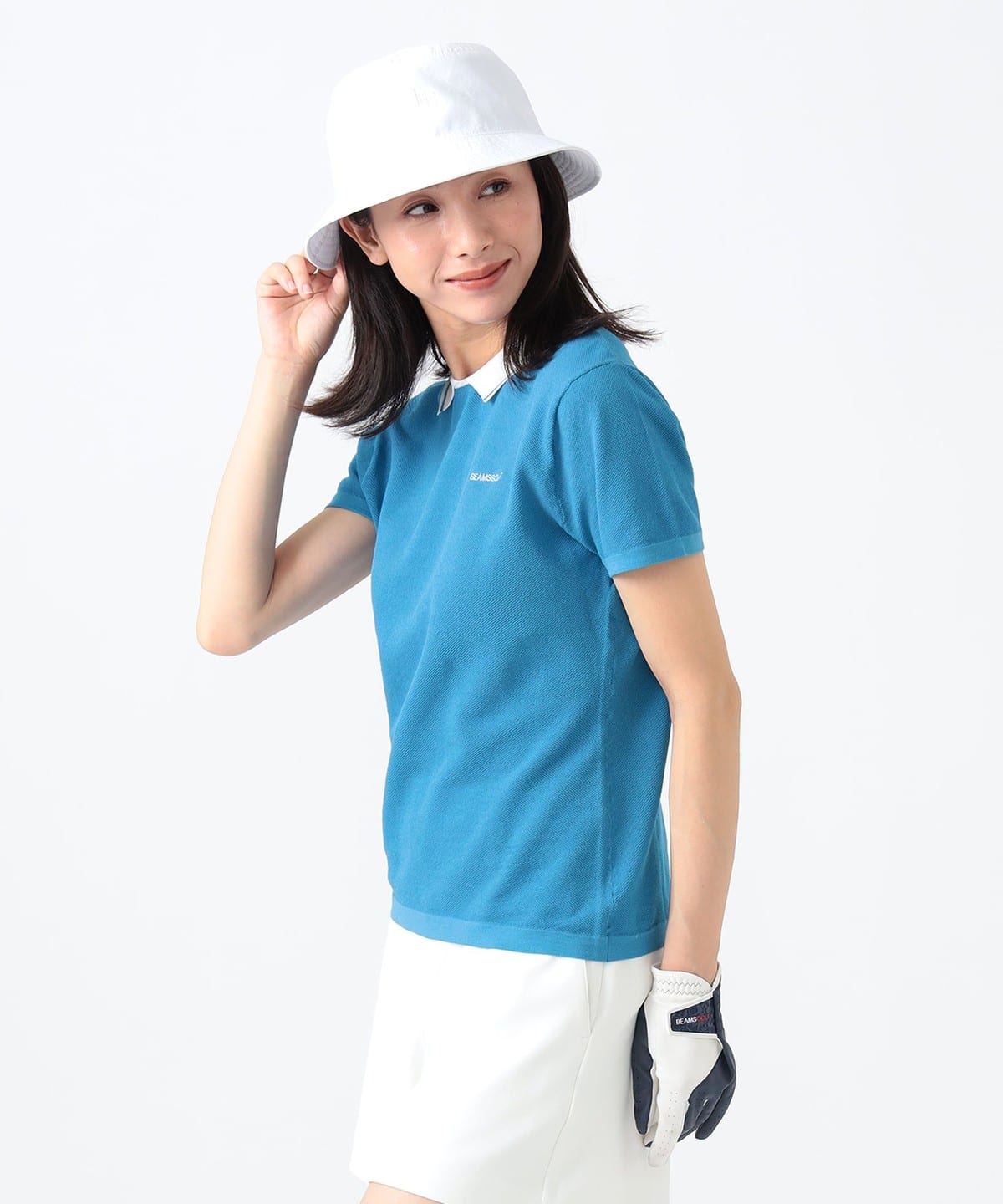PURPLE LABEL / 麻混 白襟 ニット トップス WOMEN BLUE L PURPLE LABEL / 麻混 白襟 ニット トップス WOMEN BLUE L