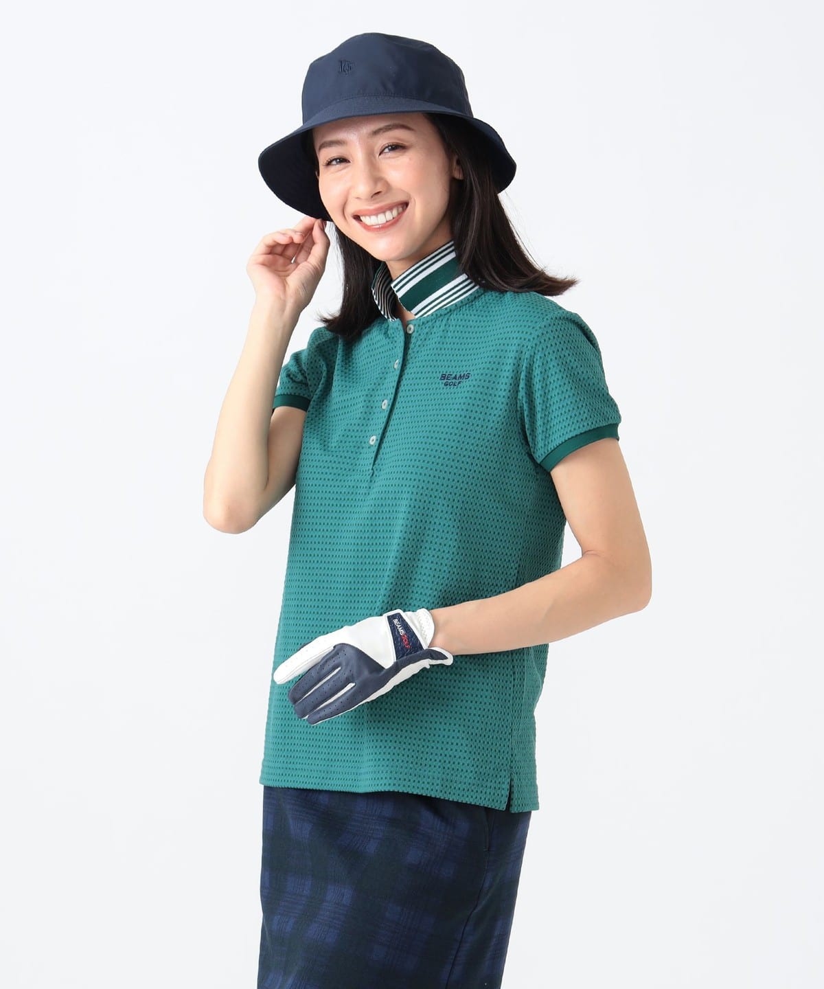 BEAMS GOLF（ビームス ゴルフ）PURPLE LABEL / 襟裏ロゴ 格子柄
