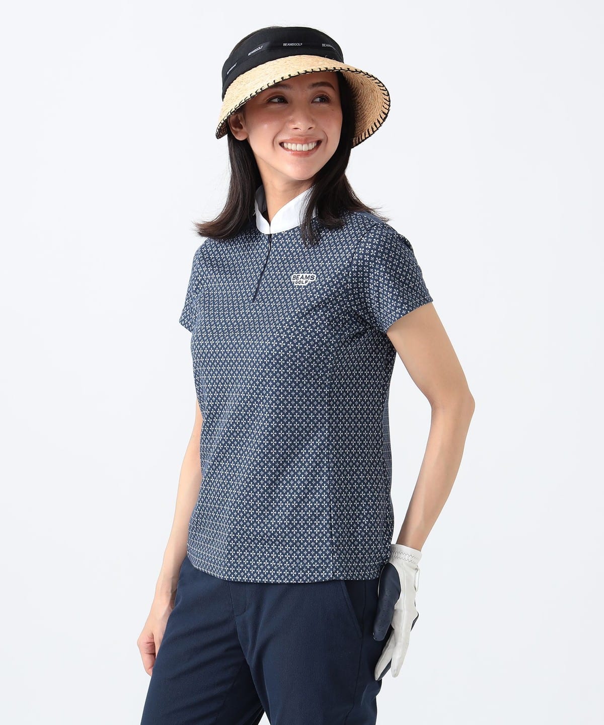 PURPLE LABEL / 小紋柄 ジャカード スタンドカラー シャツ Tシャツ・カットソー WOMEN NAVY S PURPLE LABEL / 小紋柄 ジャカード スタンドカラー シャツ Tシャツ・カットソー WOMEN NAVY S