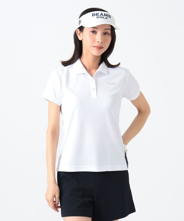 サイズ：M BEAMS GOLF ビームスゴルフ PURPLE LABEL 半袖ポロシャツ  ピンク系 [240001242448] ゴルフウェア レディース ストスト サイズ：M BEAMS GOLF ビームスゴルフ PURPLE LABEL 半袖