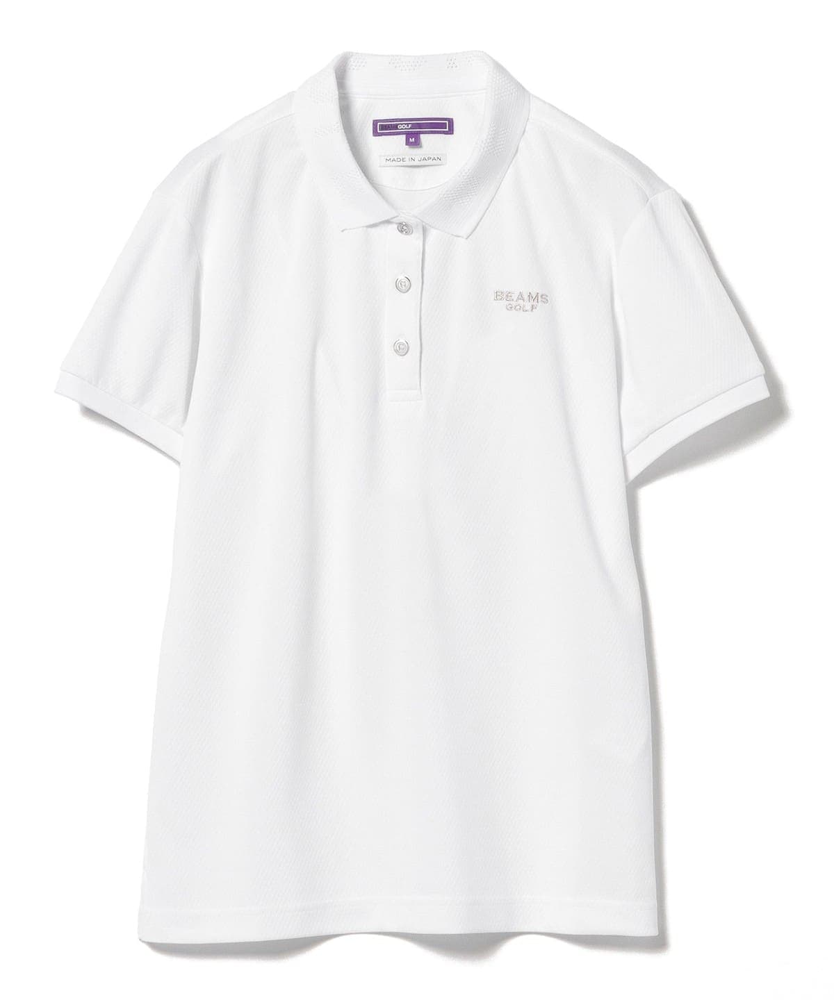 BEAMS GOLF ホワイトポロシャツ BEAMS GOLF ビームスゴルフ 半袖ポロシャツ ボーダー柄 ホワイト