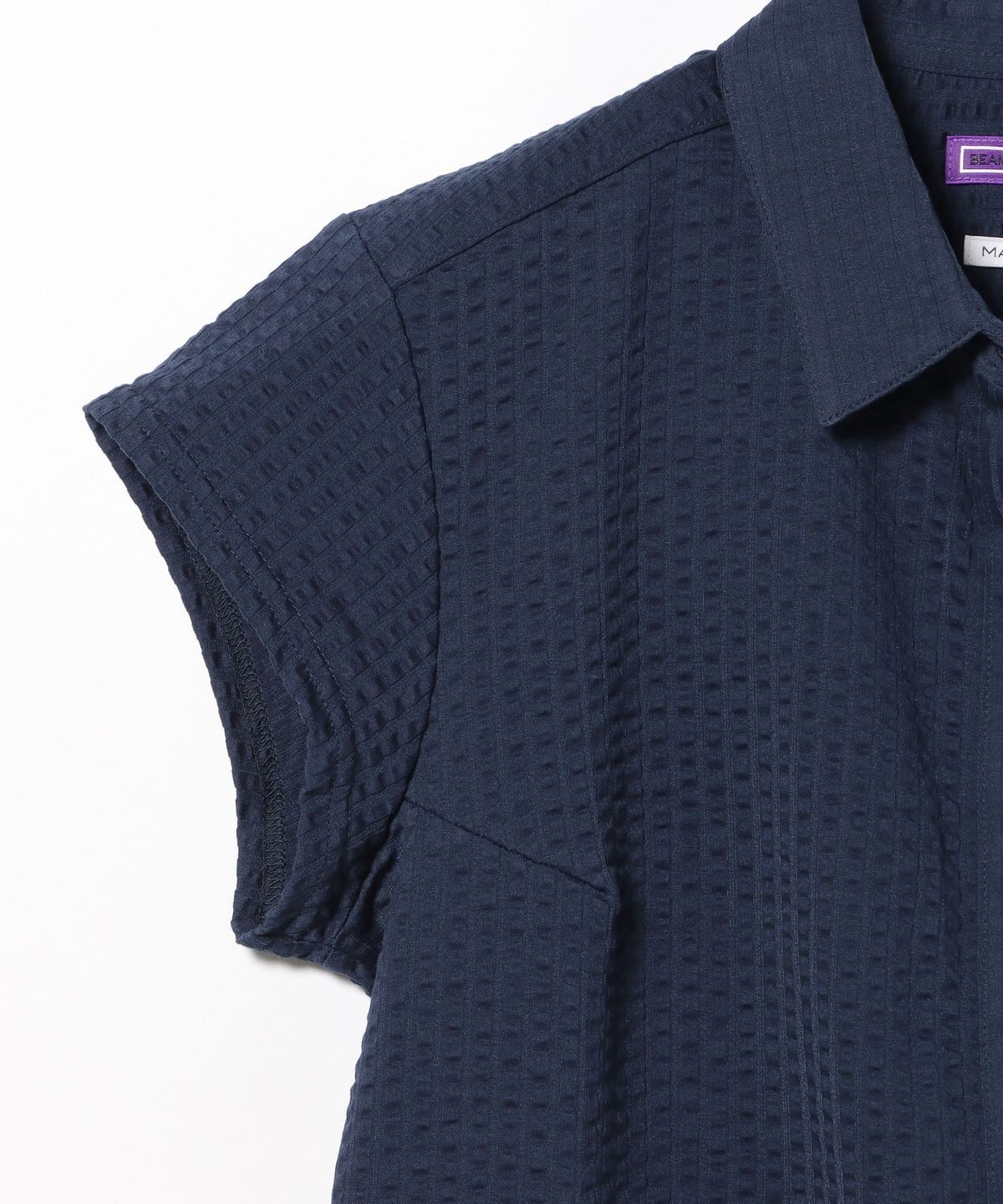 ビームスゴルフ BEAMSGOLF ストライプシャツ Mサイズ パープルレーベル