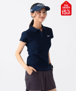 【+15%ポイントUP】〈WOMEN〉PURPLE LABEL / タック編み ポロシャツ
