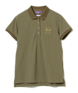 ▲BEAMS GOLF PURPLE LABEL / エリ裏 クレスト柄 ポロシャツ