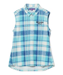 【アウトレット】BEAMS GOLF PURPLE LABEL / チェック ノースリーブ ポロシャツ