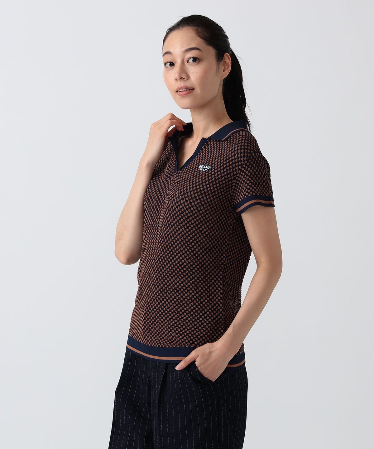 ビームスゴルフ PURPLE LABEL モックネック　シャツ L ポロシャツ BEAMS GOLF（ビームス ゴルフ）PURPLE LABEL / スキッパー ニット